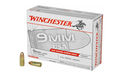 Winchester Ammunition USA, 9MM, 115 Grain, Full Metal Jacket, 200 Round Box USA9WY