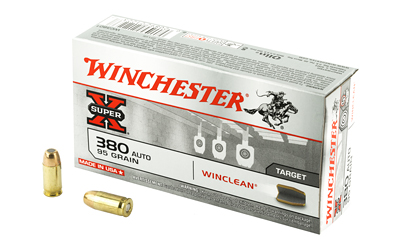 Winchester Ammunition Super X Winclean, 380ACP, 95 Grain, Brass Enclosed Base Clean, 50 Round Box WC3801