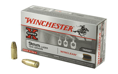 Winchester Ammunition Super X Winclean, 9MM, 124 Grain, Brass Enclosed Base Clean, 50 Round Box WC92