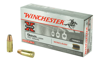 Winchester Ammunition Super X Winclean, 9MM, 147 Grain, Brass Enclosed Base Clean, 50 Round Box WC93