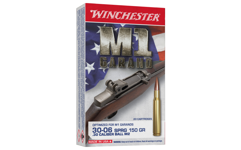 Winchester Ammunition M1 Garand, 30-06 Springfield, 150 Grain, Full Metal Jacket, 20 Round Box WIN3006M2