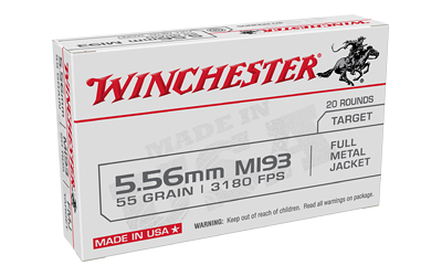 Winchester Ammunition M193, 556NATO, 55 Grain, Full Metal Jacket, 20 Round Box WM193K