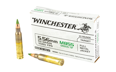 Winchester Ammunition M855, 556NATO, 62 Grain, Full Metal Jacket, Green Tip, Box of 20 WM855K