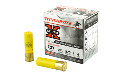 Winchester Ammunition Super-X, 20 Gauge, #4, 2 3/4 Dram, 1 oz., Shotshell, 25 Round Box X204