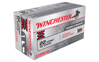 Winchester Ammunition Super-X, 22 Hornet, 46 Grain, Hollow Point, 50 Round Box X22H2