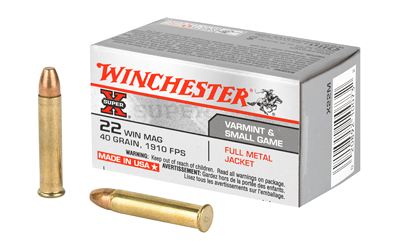 Winchester Ammunition Super-X, 22 WMR, 40 Grain, Full Metal Jacket, 50 Round Box X22M