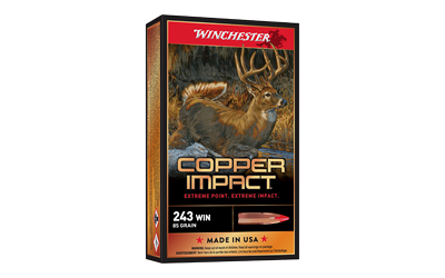 Winchester Ammunition Deer Season XP, Copper Impact, 243 Winchester, 85Gr, Polymer Tip, California Certified Nonlead Ammunition, 20, 200, Yes X243CLF