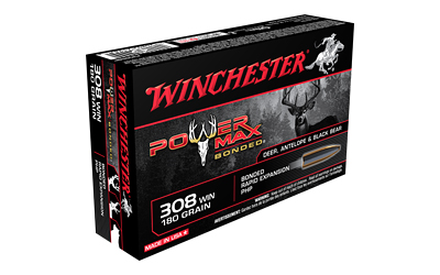 Winchester Ammunition POWER MAX BONDED, 308 Winchester, 180 Grain, Bonded Hollow Point, 20 Round Box X3086BP