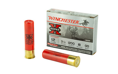 Winchester Ammunition Super-X, 12 Gauge, 3.5", 00 Buck, Buckshot, 18 Pellets,5 Round Box XB12L00