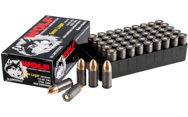 Wolf 9mm luger 115gr full metal jacket 50/box