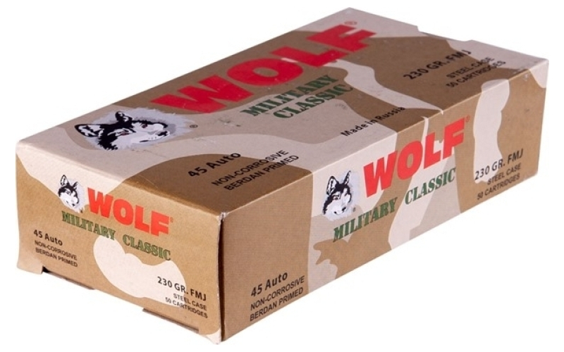 Wolf 45 auto 230gr full metal jacket 50/box