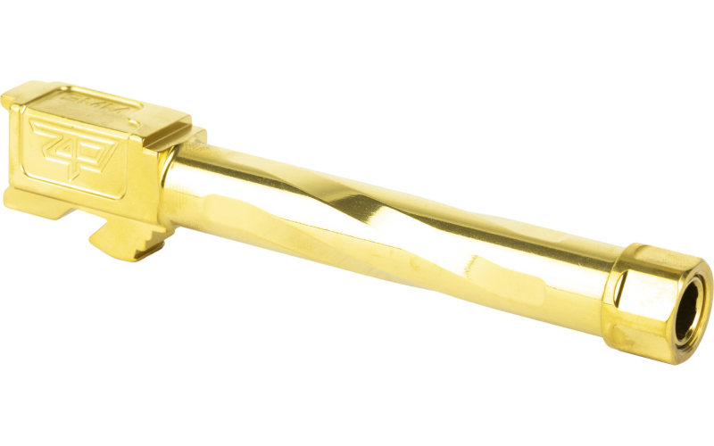 Zaffiri Precision Pistol Barrel, Threaded 1/2x28, 9MM, 4.49", TiN Finish, Gold, For Glock 17 Gen 1-4 ZP17BTG